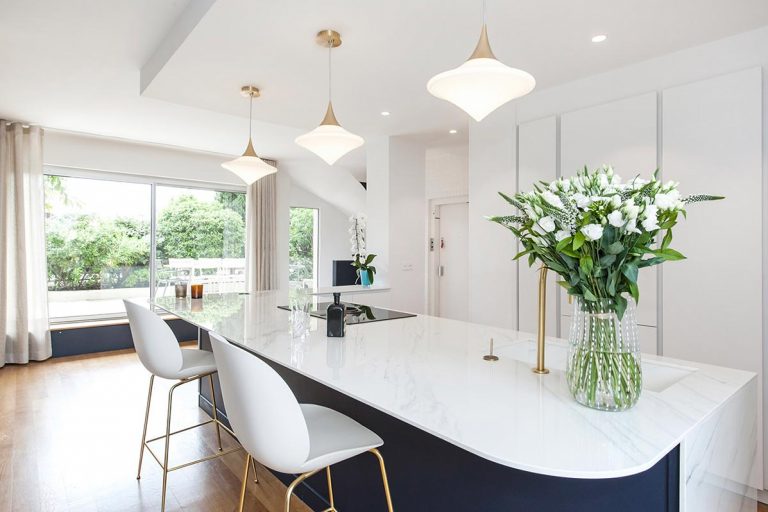 clean white open kitchen, design, custom design study