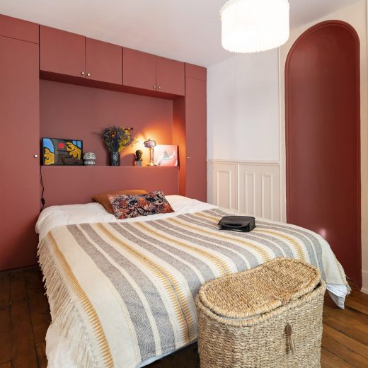 optimisation d'espace d'un petit appartement à Paris - chambre principale