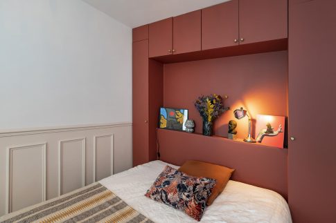 optimisation des volumes d'un petit appartement à Paris - chambre à coucher