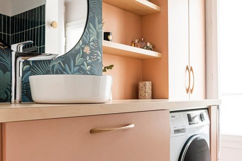 relooking salle de bain d'un appartement à Paris avec décoration cocooning