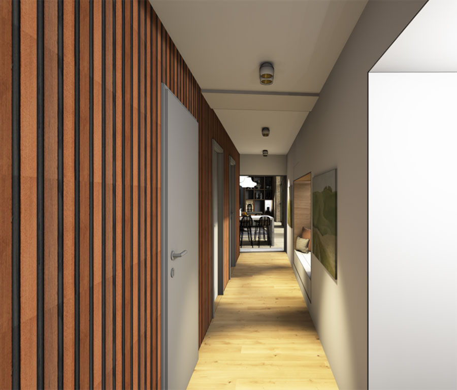 corridor link between spaces refined contemporary project in the countryside