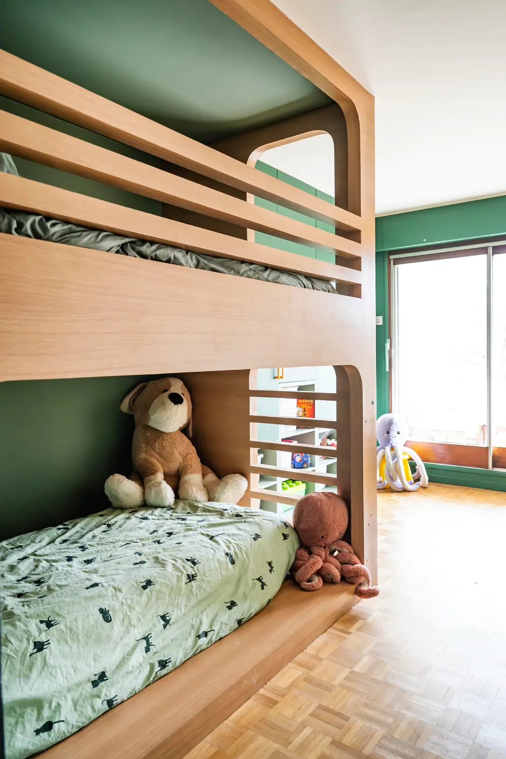 détail lits superposés chambre des enfants