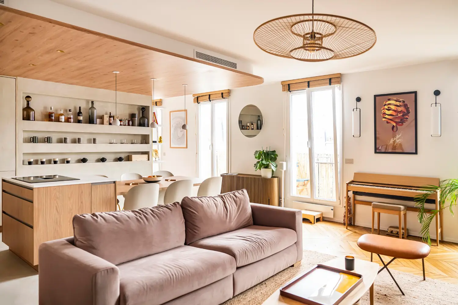 vue de la cuisine à partir du salon